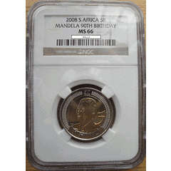HIGH GRADE!! YES!! NGC GRADED!!! Mandela 2008 NGC Graded MS66 coin. NEAR PERFECTION!